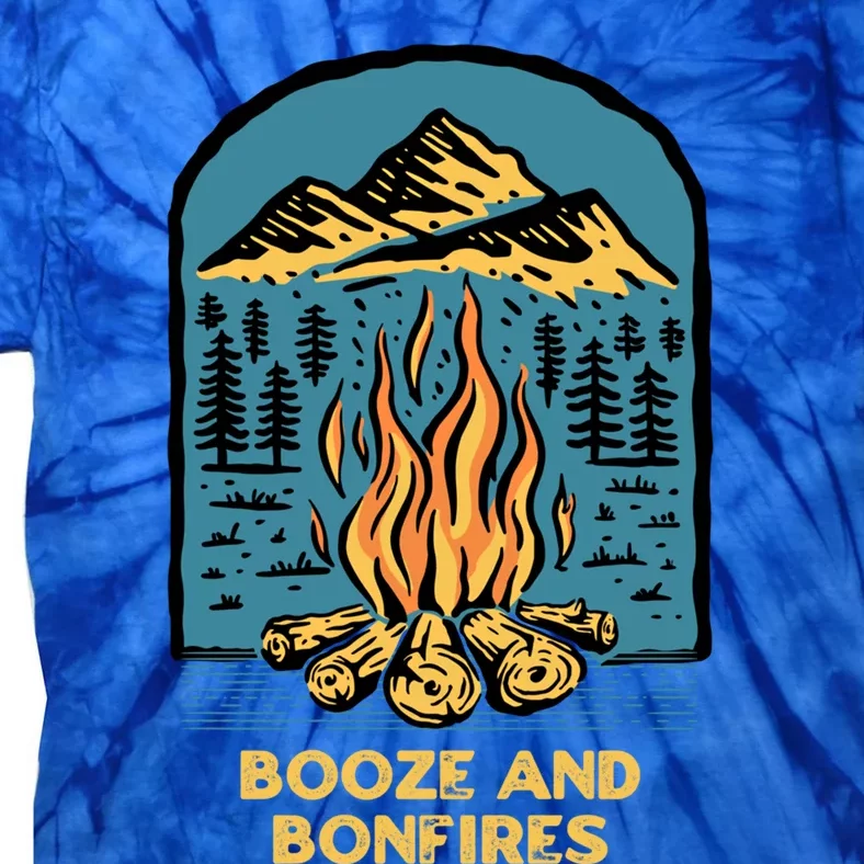 Booze And Bonfires Camping Beer Lover Camper Er Hiking Gift Tie-Dye T-Shirt