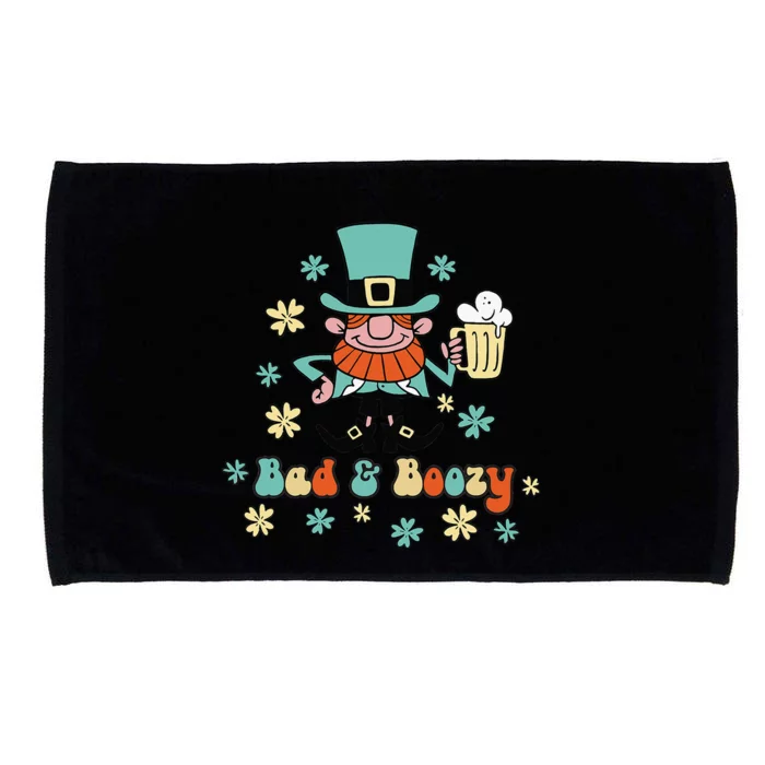 Bad And Boozy Saint Patrick's Day Drinking Shamrock Microfiber Hand Towel