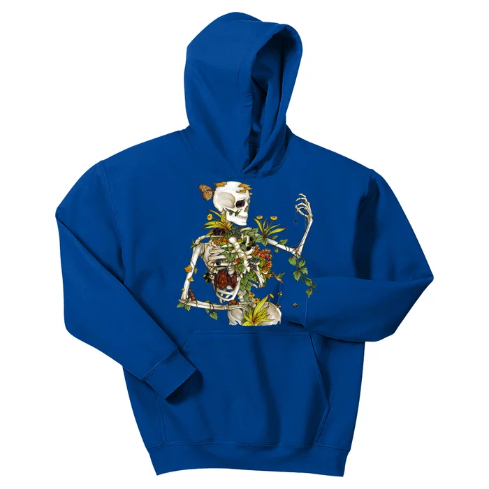 Bones And Botany Funny Skeleton Plants Botanical Gift Kids Hoodie