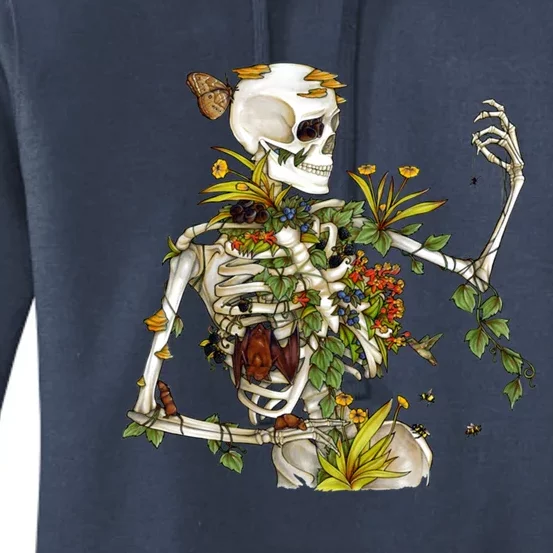 Bones And Botany Funny Skeleton Plants Botanical Gift Women's Pullover Hoodie