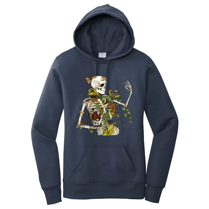 Bones And Botany Funny Skeleton Plants Botanical Gift Women's Pullover Hoodie