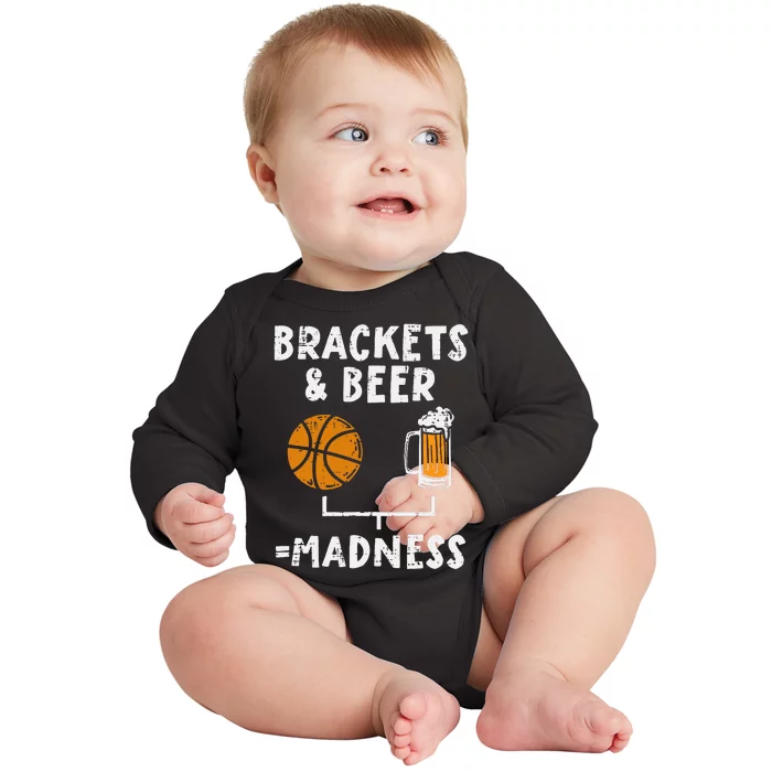 Brackets And Beer Madness Funny Drinking Baller Baby Long Sleeve Bodysuit