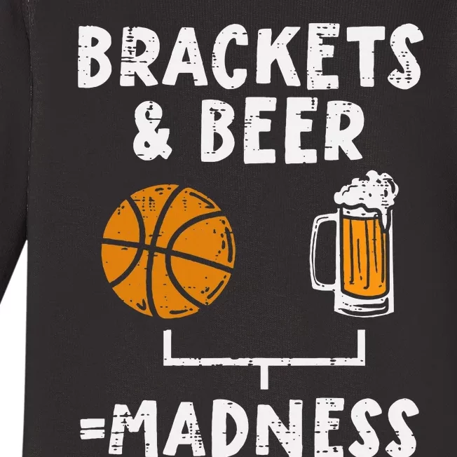 Brackets And Beer Madness Funny Drinking Baller Baby Long Sleeve Bodysuit