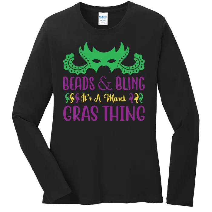 Beads And Bling It's A Mardi Gras Thing Ladies Long Sleeve Shirt