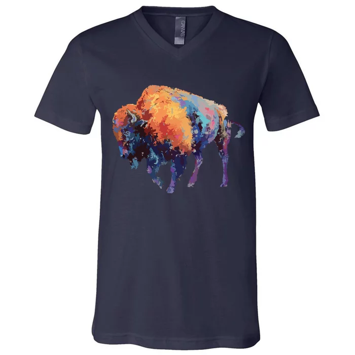 Buffalo American Bison Western Gift V-Neck T-Shirt