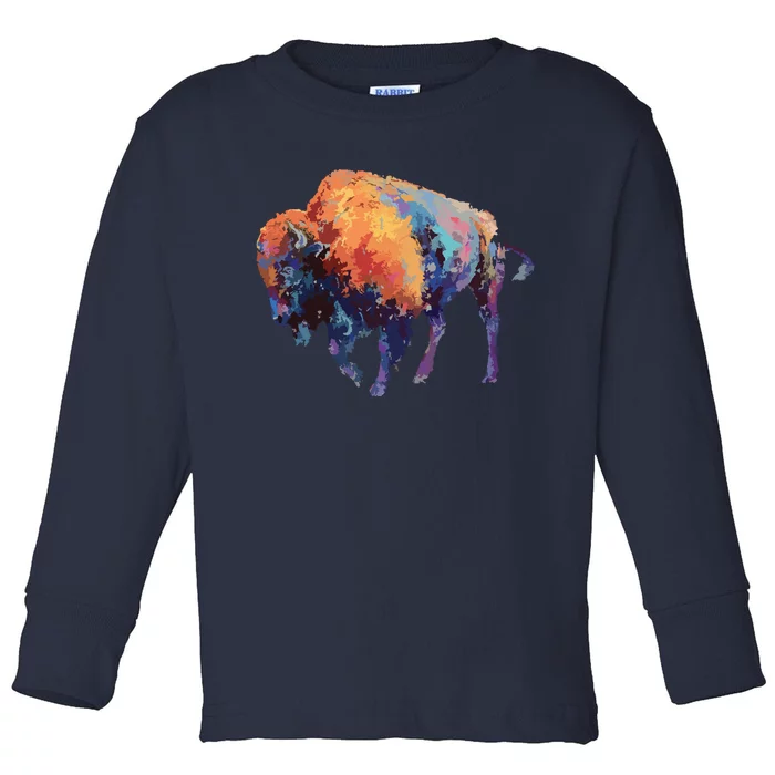 Buffalo American Bison Western Gift Toddler Long Sleeve Shirt