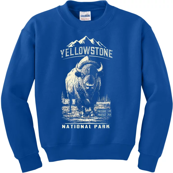 Buffalo American Bison Yellowstone National Park Kids Sweatshirt