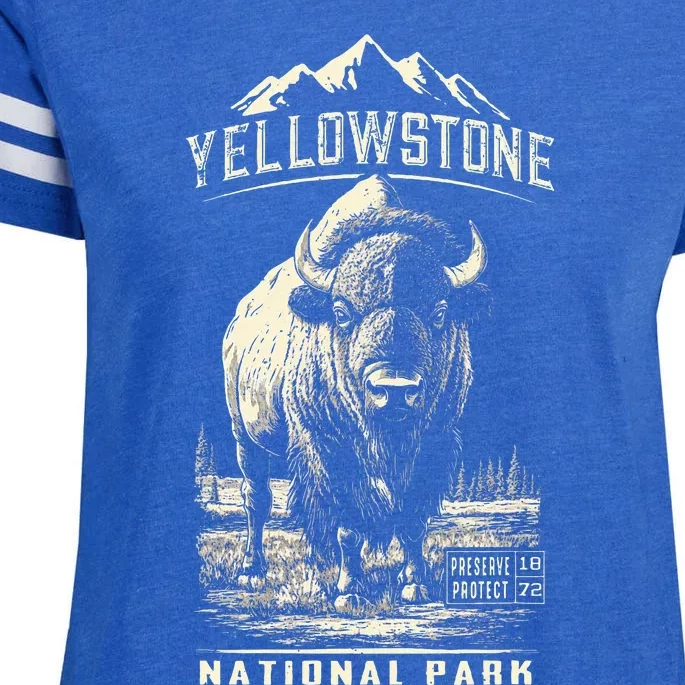 Buffalo American Bison Yellowstone National Park Enza Ladies Jersey Football T-Shirt