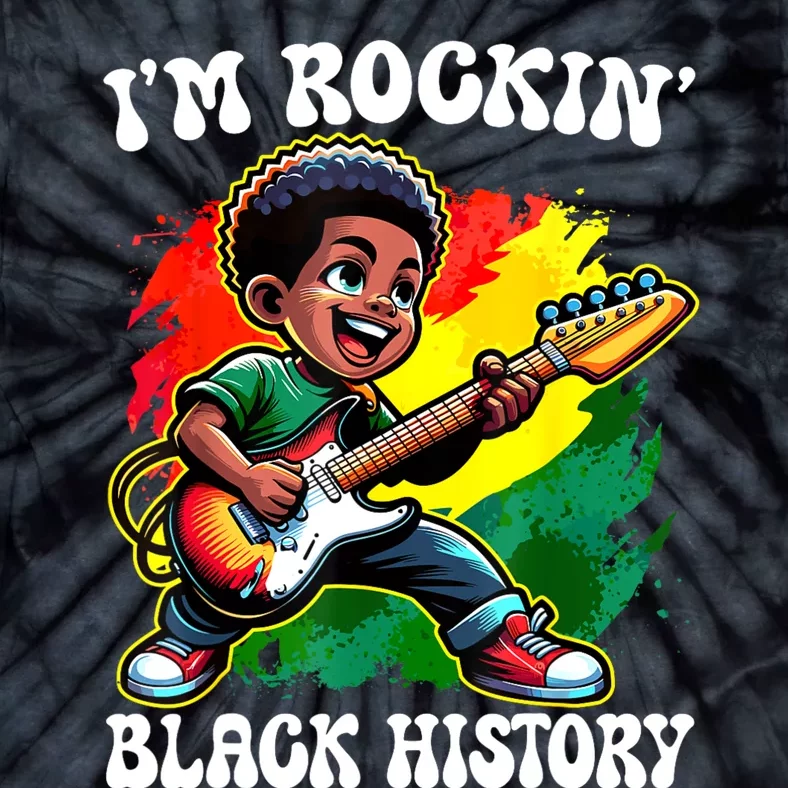 Black Afro Boy IM Rockin Black History Month Guitarist Tie-Dye T-Shirt