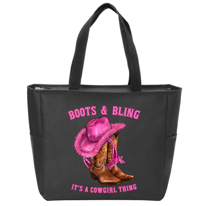 Boots And Bling ItS A Cowgirl Thing Western Rodeo Cowgirls Zip Tote Bag