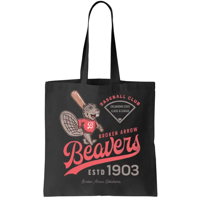 Broken Arrow Beavers Minor League Retro Baseball Team Tote Bag