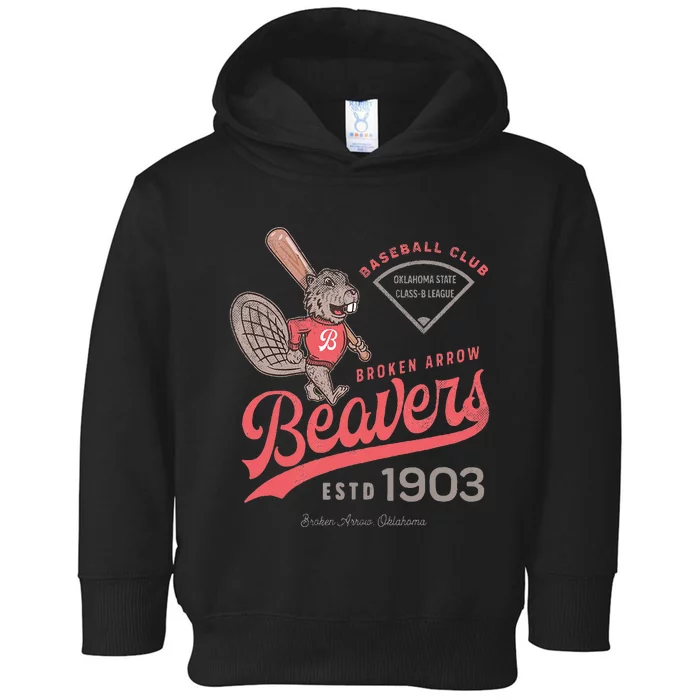 Broken Arrow Beavers Minor League Retro Baseball Team Toddler Hoodie