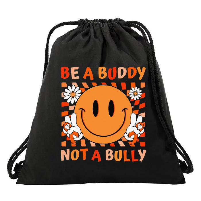 Be A Buddy Not A Bully Unity Day Anti Bullying Orange Face Gift Drawstring Bag