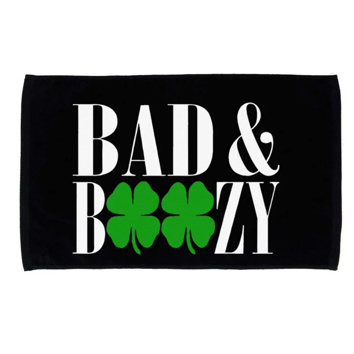 Bad And Boozy Funny St Patricks Day Green Luck Microfiber Hand Towel