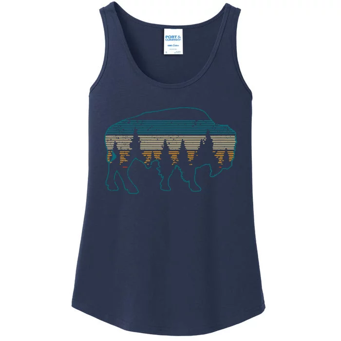 Bison American Buffalo Vintage National Park Souvenir Gift Ladies Essential Tank