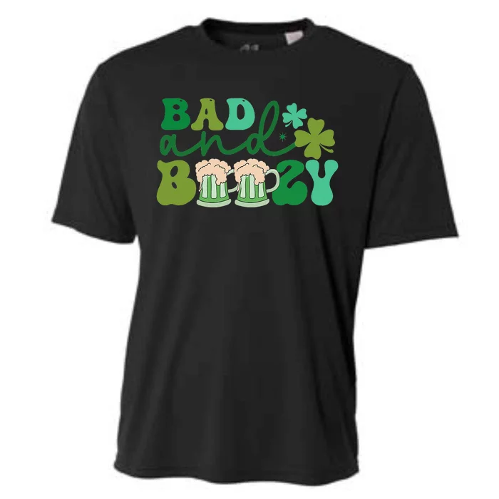 Bad And Boozy Irish drinking Funny St Patricks Day Cooling Performance Crew T-Shirt