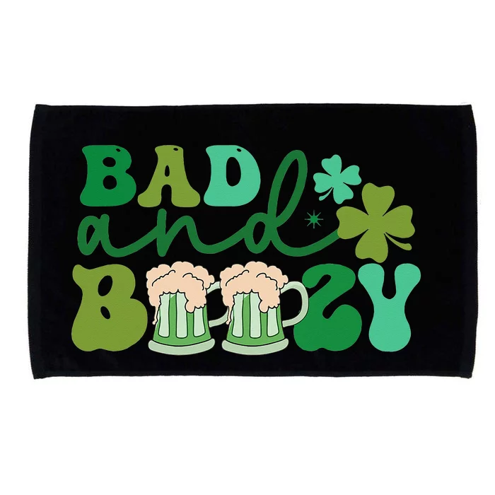 Bad And Boozy Irish drinking Funny St Patricks Day Microfiber Hand Towel