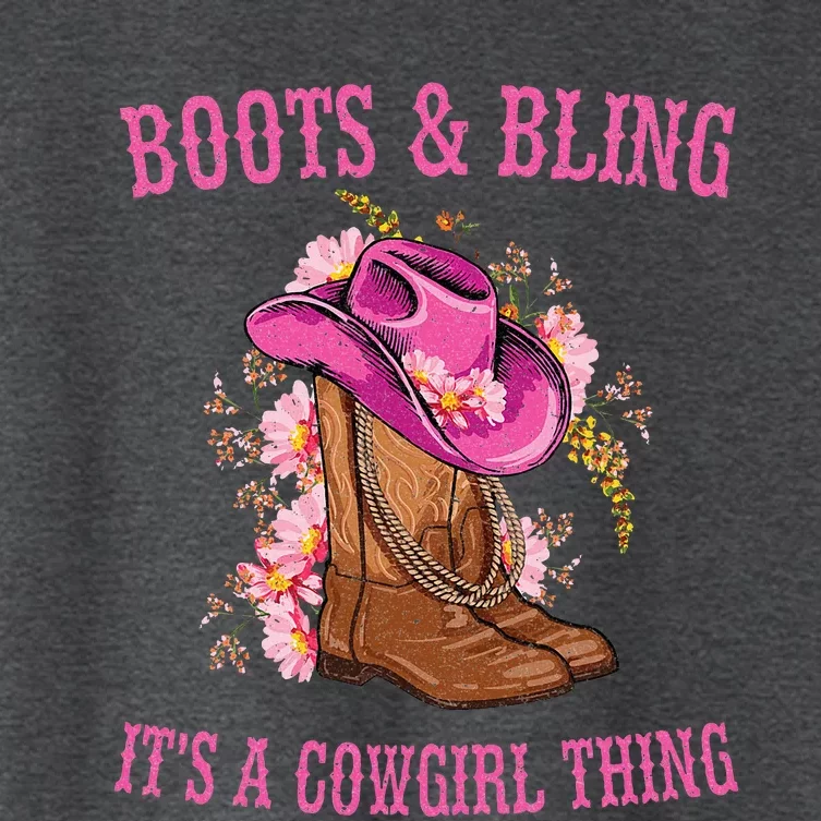 Boots and Bling its a Cowgirl Thing Cute Love Country Life Women's Crop Top Tee