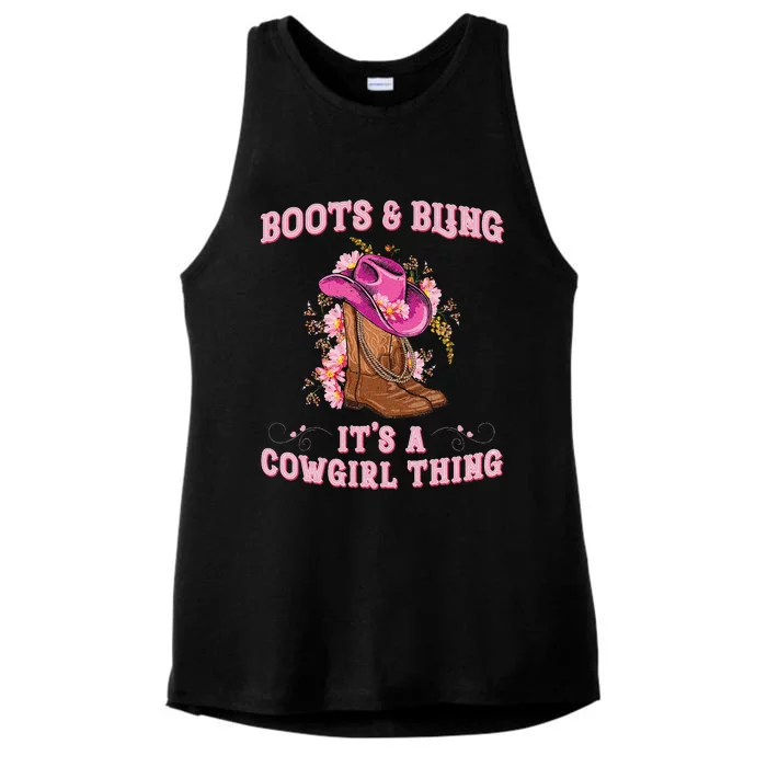 Boots And Bling Its A Cowgirl Thing Ladies Tri-Blend Wicking Tank