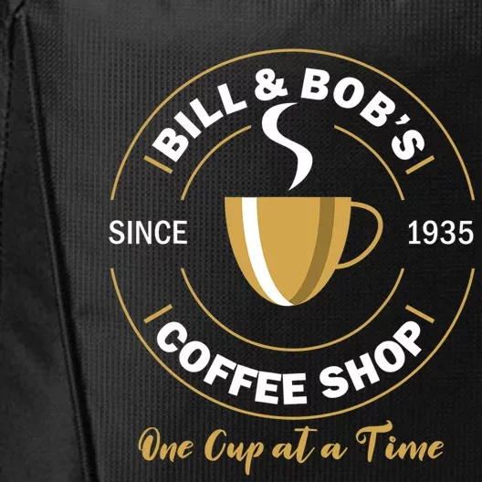 Bill and Bob's Coffee Shop AA Recovery Gift City Backpack