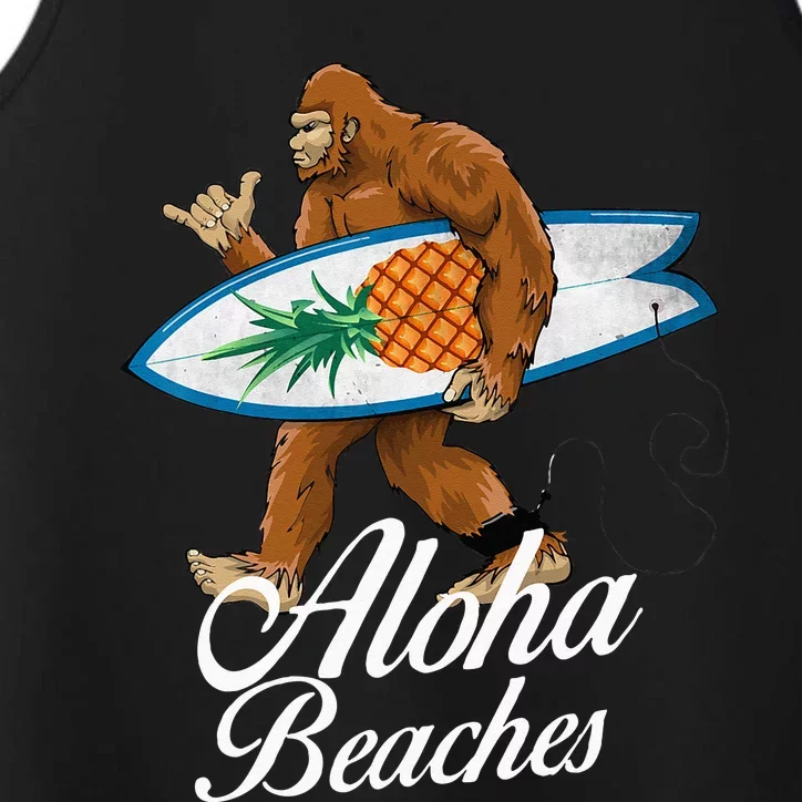 Bigfoot Aloha Beaches Hawaiian Pineapple SurfVacation Performance Tank