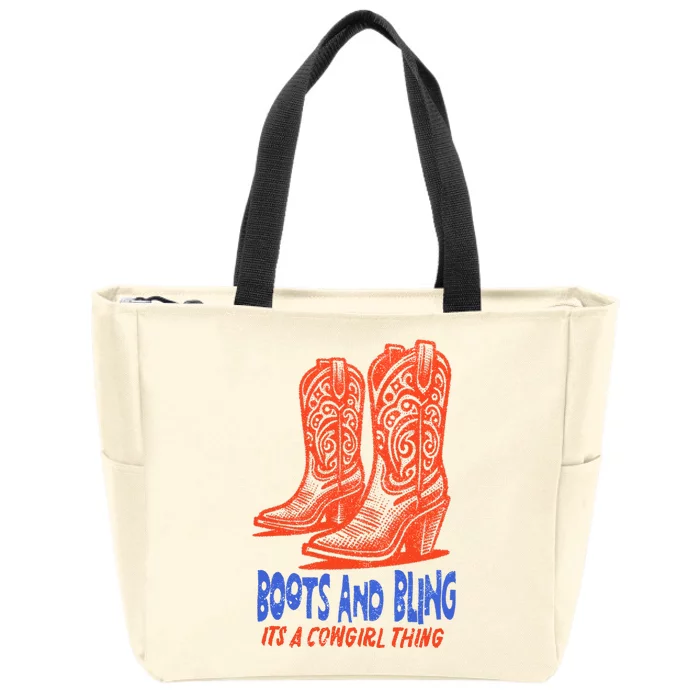 Boots And Bling ItS A Cowgirl Thing Vintage Zip Tote Bag