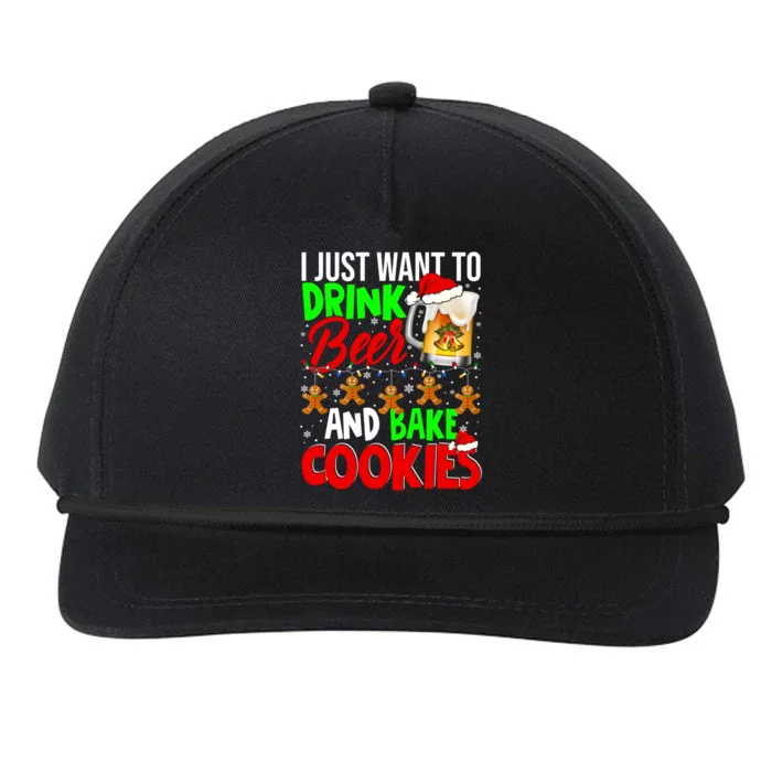 Beer And Bake Cookies Cool Santa Ing Group Xmas Gift Snapback Five-Panel Rope Hat