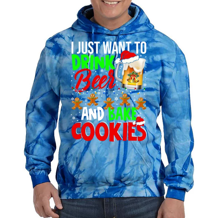 Beer And Bake Cookies Cool Santa Ing Group Xmas Gift Tie Dye Hoodie