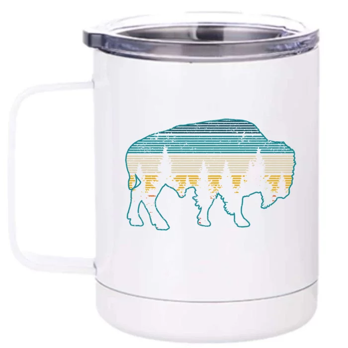 Bison American Buffalo Vintage National Park Souvenir Gift Cool Gift Front & Back 12oz Stainless Steel Tumbler Cup