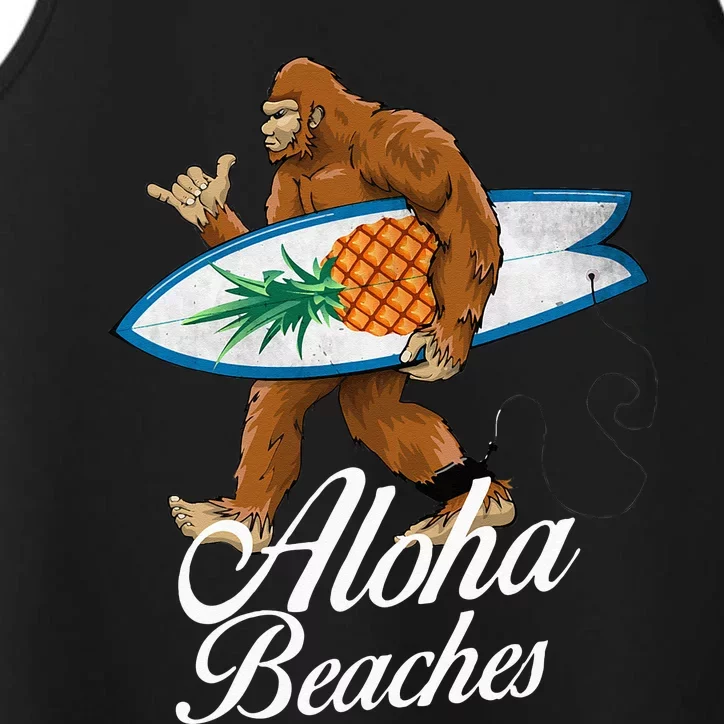 Bigfoot Aloha Beaches Hawaiian Pineapple Surf Vacation Performance Tank