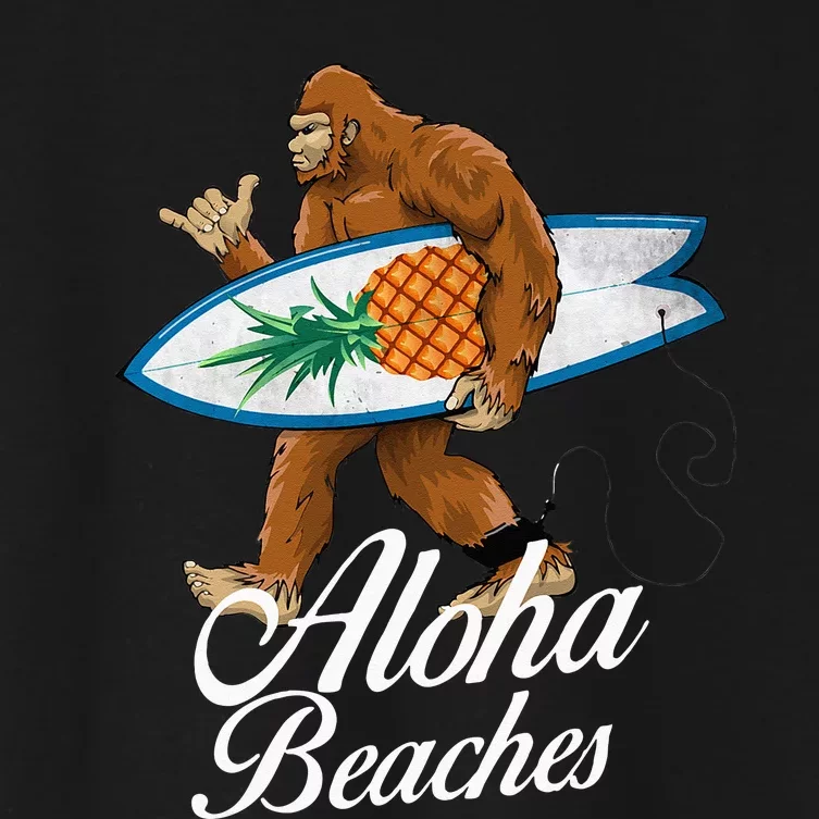 Bigfoot Aloha Beaches Hawaiian Pineapple Surf Vacation Women's Crop Top Tee