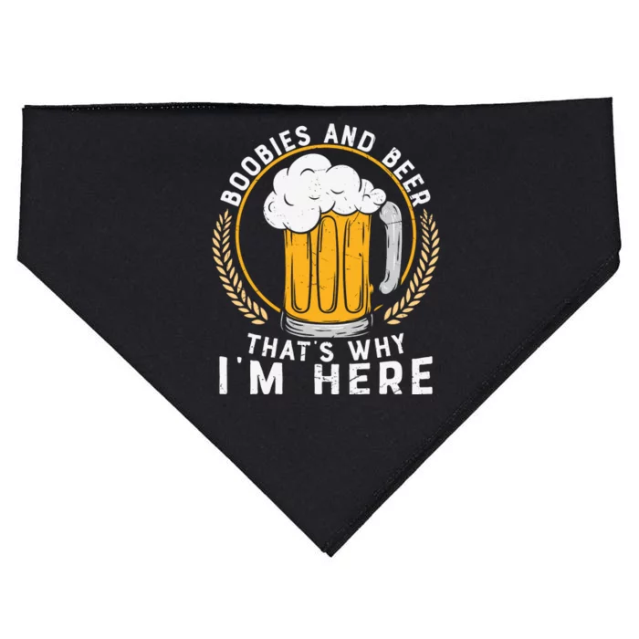 Boobies And Beer That's Why I'm Here Beer Gift Beer Lover USA-Made Doggie Bandana