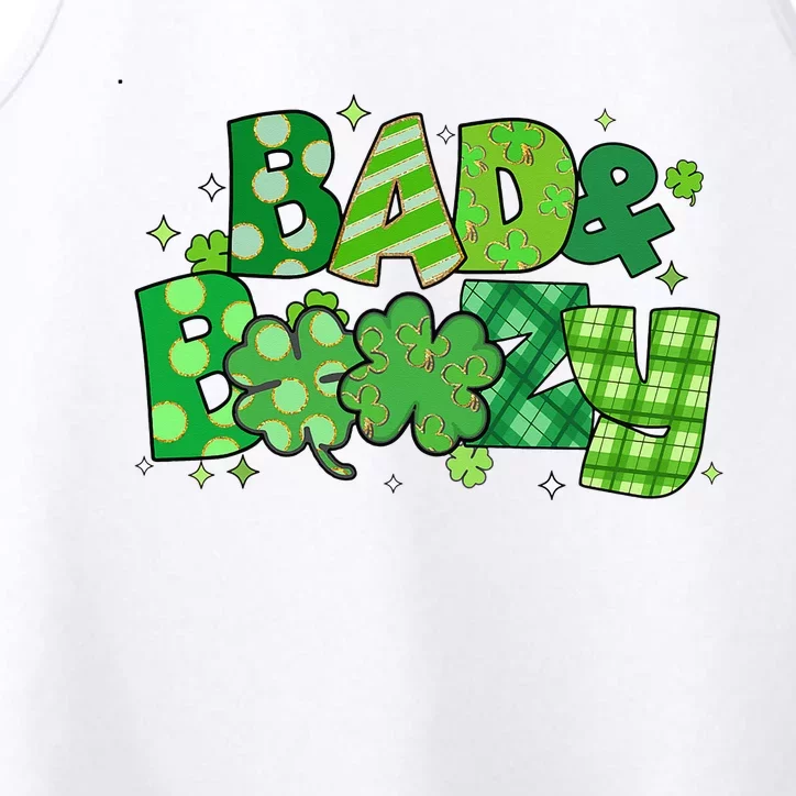 Bad And Boozy Patricks Day Lucky Shamrock Irish Performance Tank