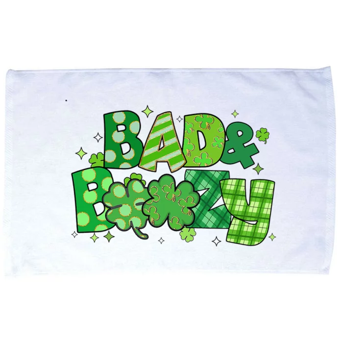 Bad And Boozy Patricks Day Lucky Shamrock Irish Microfiber Hand Towel