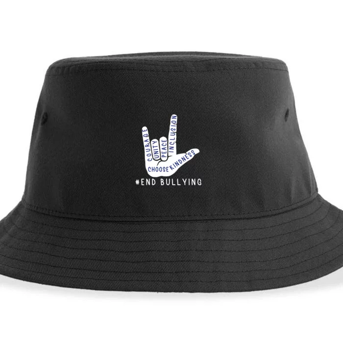 Blue Anti Bullying Love Sign Language Bully Prevention Sustainable Bucket Hat