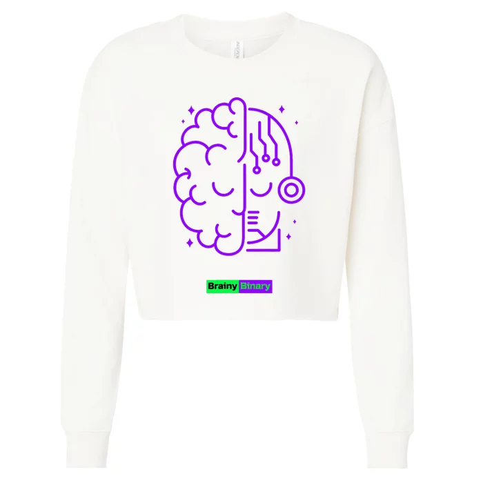 Binary And Brainy Intelligence Technology Cropped Pullover Crew