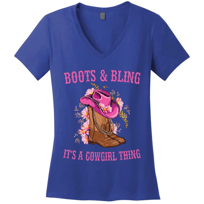 Boots and Bling its a Cowgirl Thing Cute Love Country Life Women's V-Neck T-Shirt