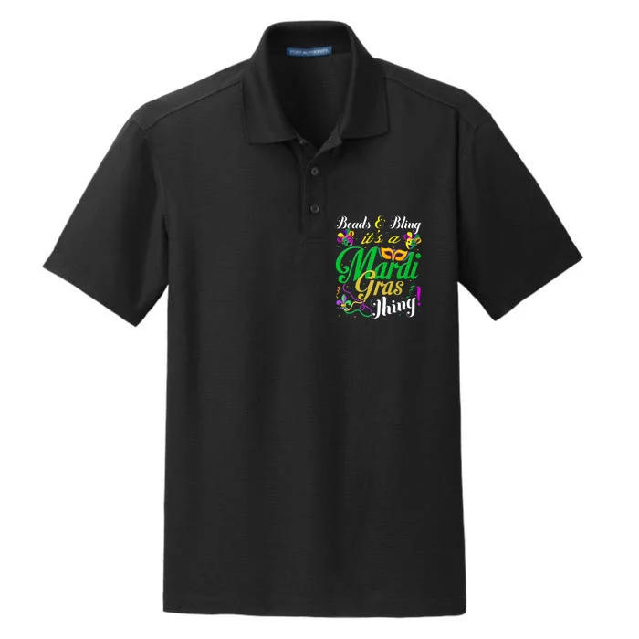 Beads And Bling ItS A Mardi Gras Thing Carnival Costume Dry Zone Grid Performance Polo