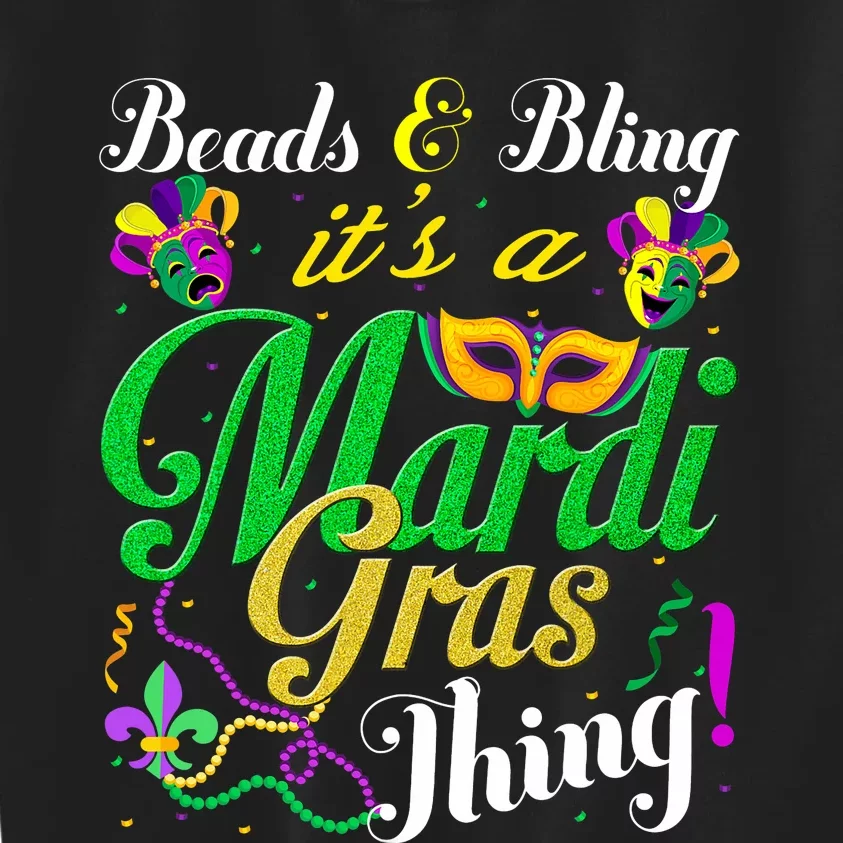 Beads And Bling ItS A Mardi Gras Thing Carnival Costume Kids Sweatshirt