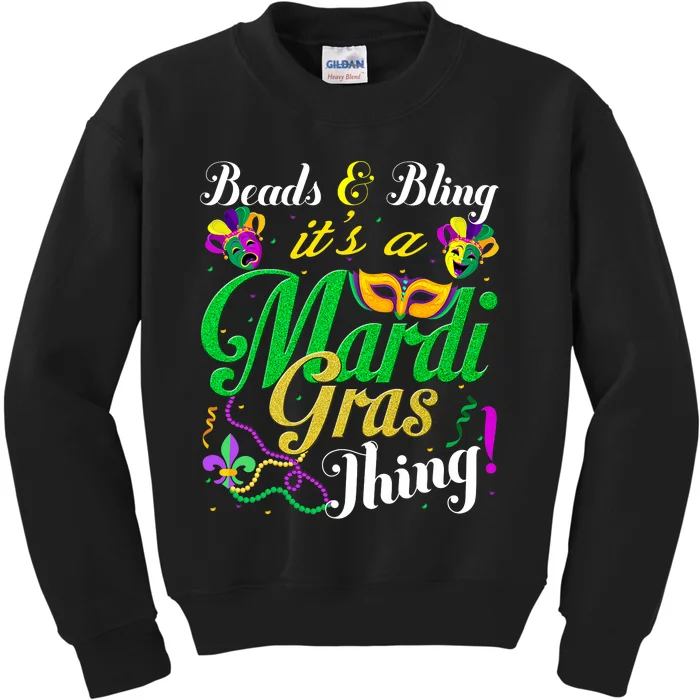 Beads And Bling ItS A Mardi Gras Thing Carnival Costume Kids Sweatshirt