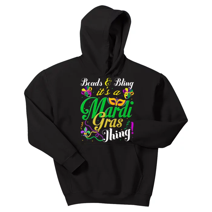 Beads And Bling ItS A Mardi Gras Thing Carnival Costume Kids Hoodie