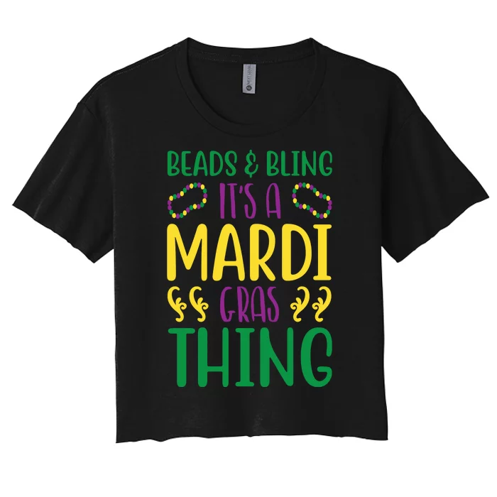 Beads And Bling It's A Mardi Gras Thing Women's Crop Top Tee