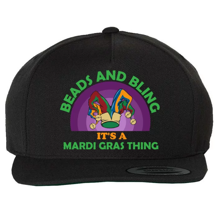 Beads And Bling It's A Mardi Gras Thing Wool Snapback Cap