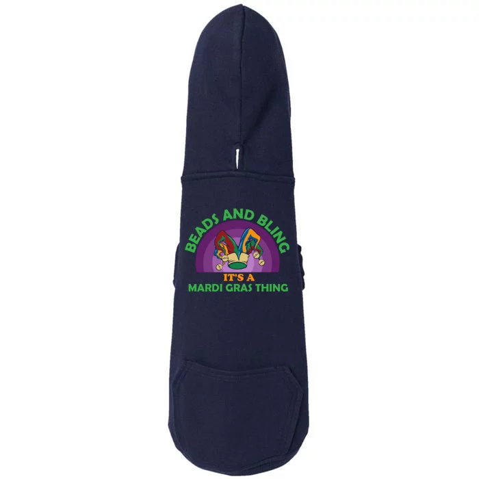 Beads And Bling It's A Mardi Gras Thing Doggie 3-End Fleece Hoodie