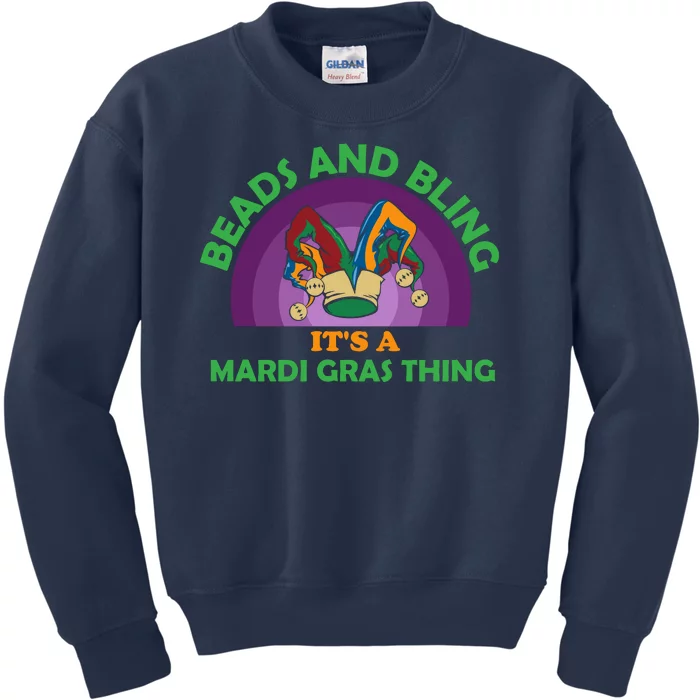 Beads And Bling It's A Mardi Gras Thing Kids Sweatshirt