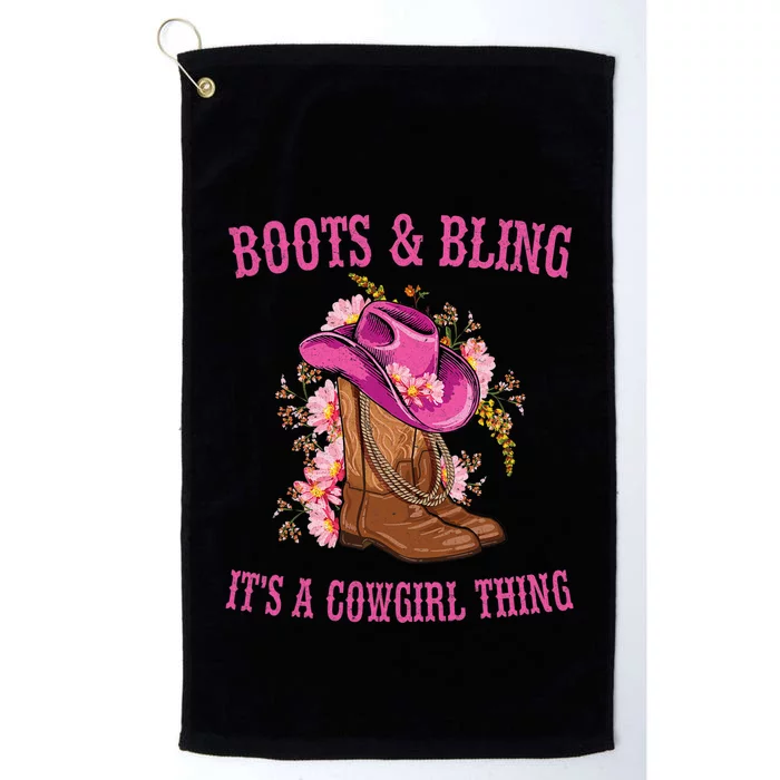 Boots And Bling Its A Cowgirl Thing Cute Love Country Life Platinum Collection Golf Towel