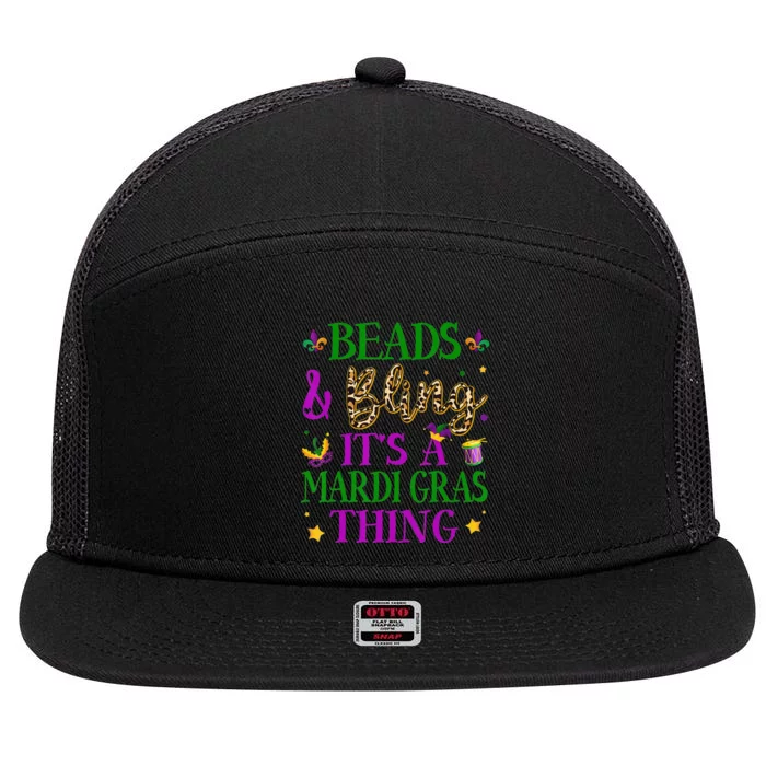 Beads And Bling It's A Mardi Gras Thing Beads And Bling 7 Panel Mesh Trucker Snapback Hat