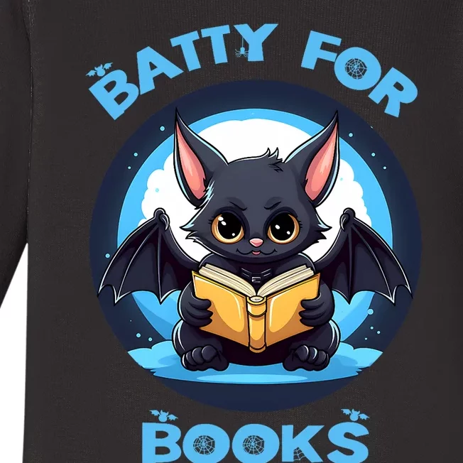 Batty About Books Lover Teacher Librarian Bookish Halloween Baby Long Sleeve Bodysuit