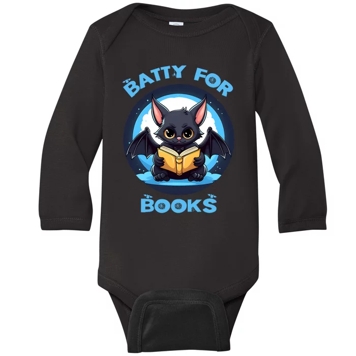 Batty About Books Lover Teacher Librarian Bookish Halloween Baby Long Sleeve Bodysuit