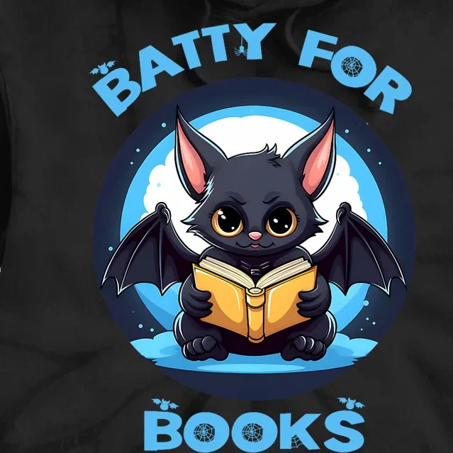 Batty About Books Lover Teacher Librarian Bookish Halloween Tie Dye Hoodie